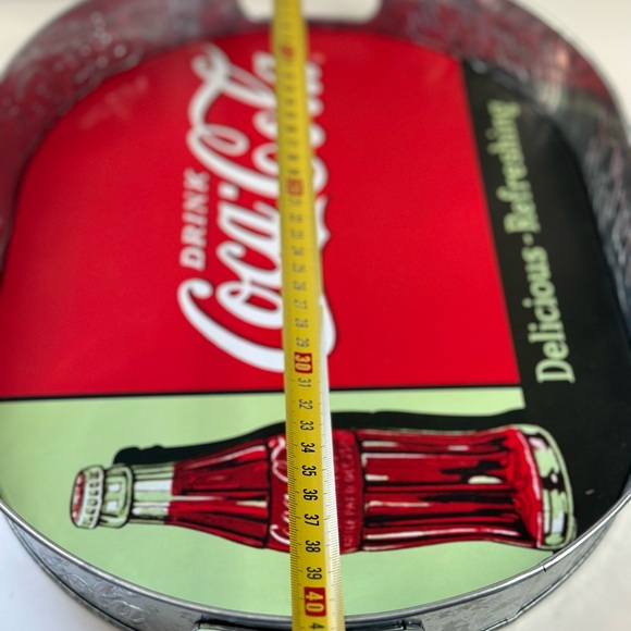 Drink Coca-Cola Delicious Refreshing Galvanized Tin Serving Tray w/ Handles - Picture 11 of 12
